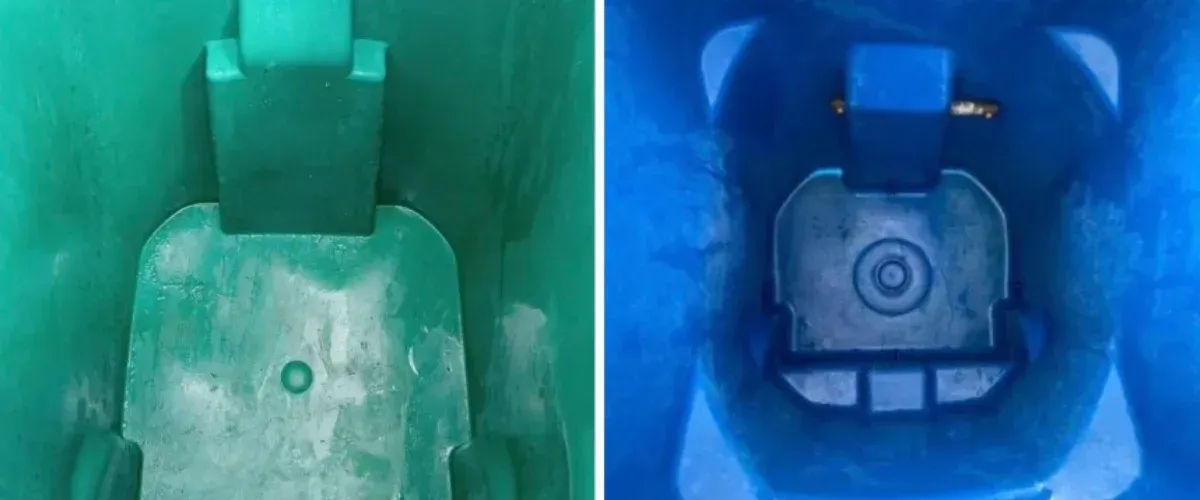 sanitized trash bin interior after cleaning