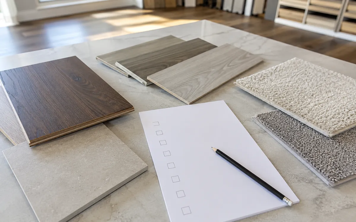 New home selections checklist with practical flooring options
