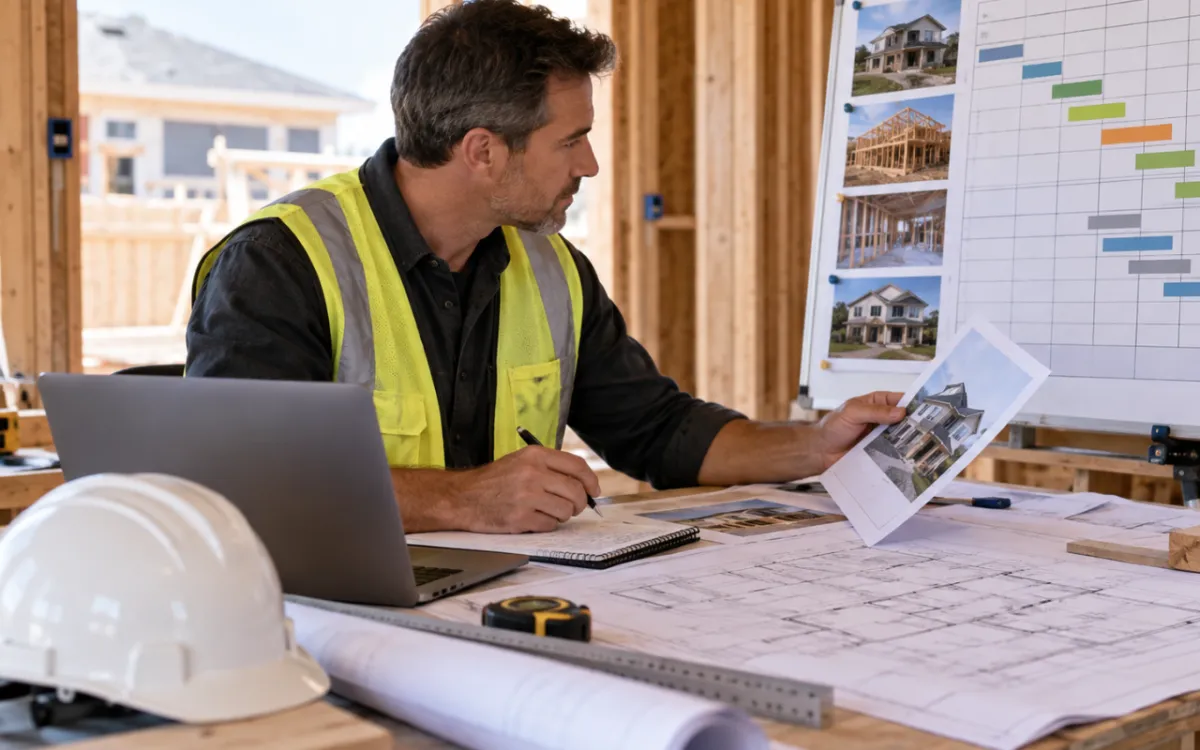 Construction timeline planning for a residential building project