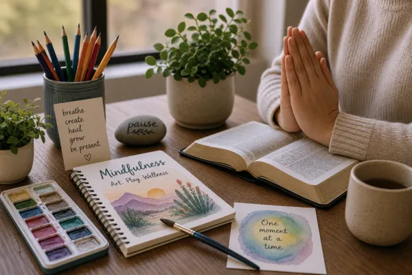 Mindful creative workspace with natural light