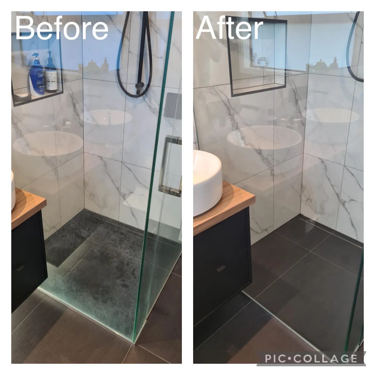 before and after shower glass restoration Waikato