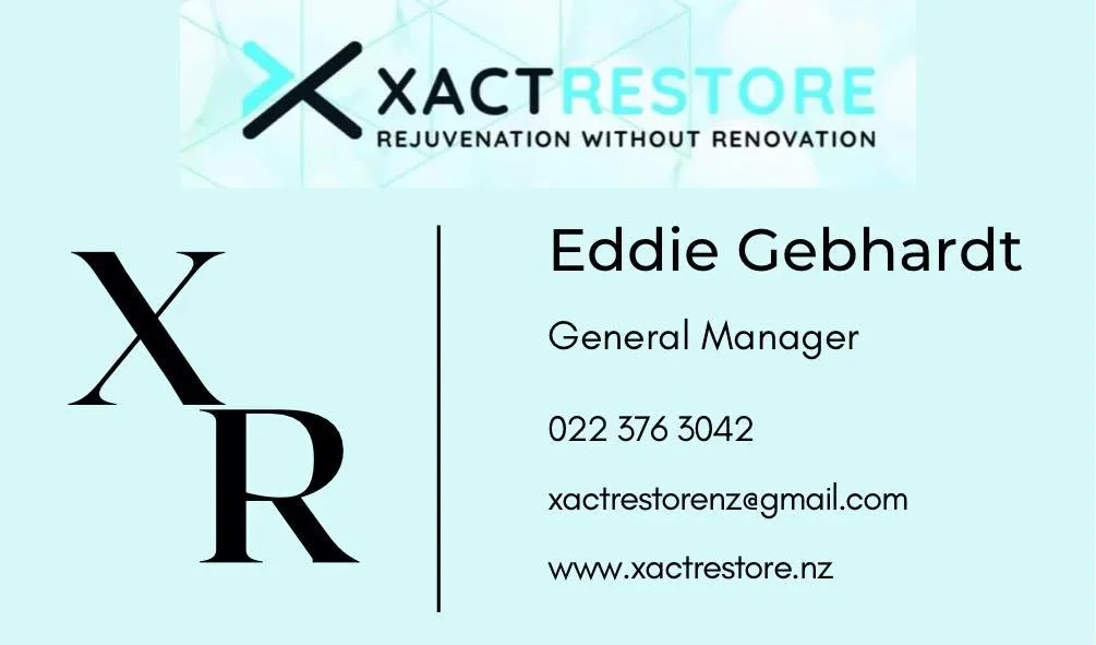 Eddie Gebhardt Xactrestore business card Waikato