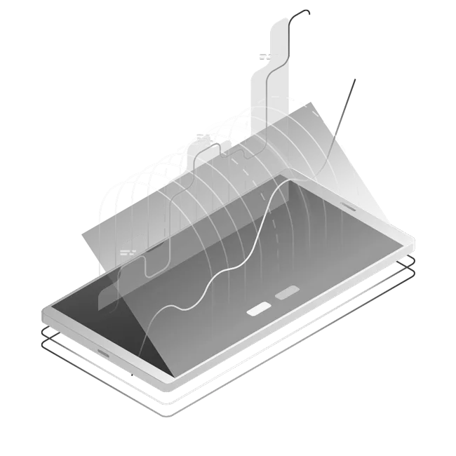 Graphic of a phone projecting data off the screen.