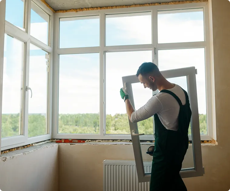 Before and after picture window installation showing dramatic increase in natural light and views