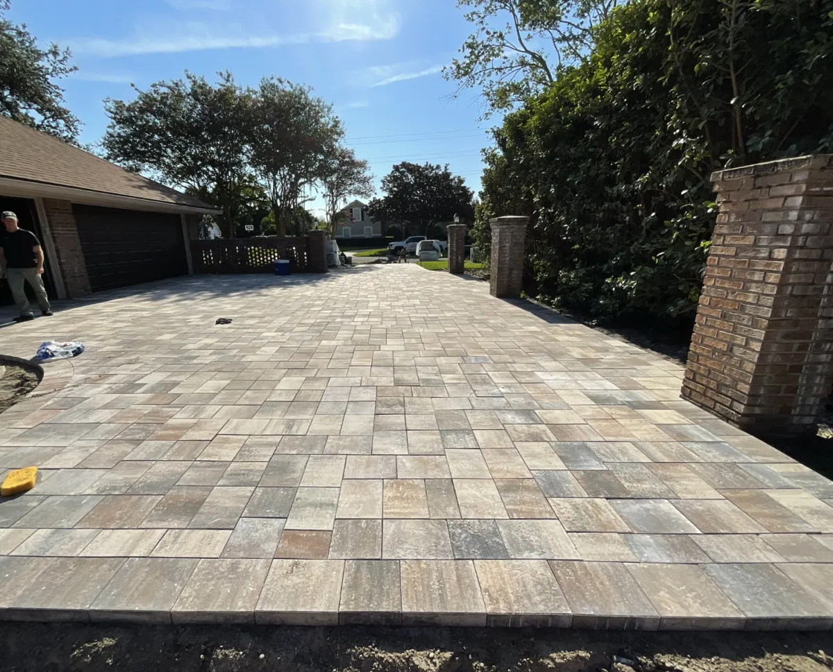 driveway pavers in front of garage