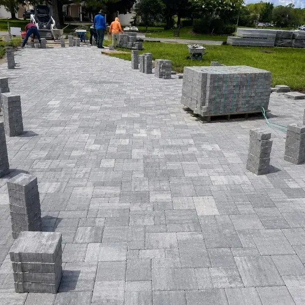 beautiful pavers in front of house