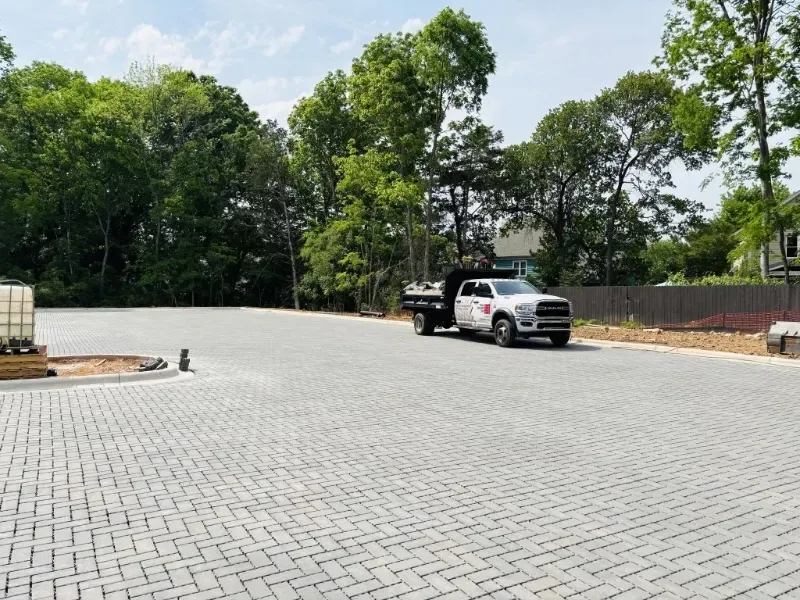 driveway pavers in front of garage