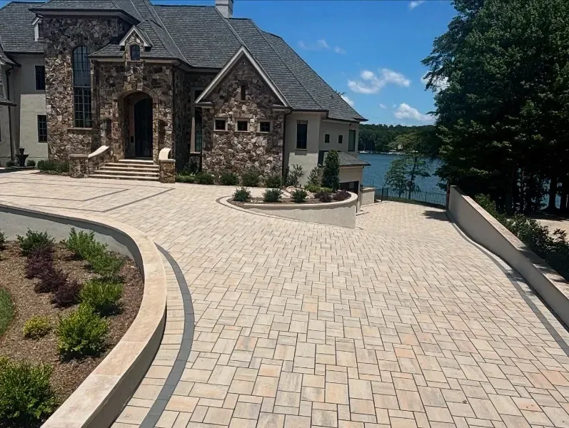 beautiful pavers in front of house