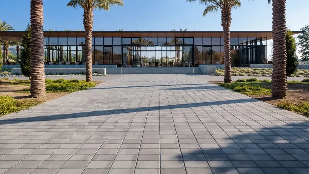 beautiful pavers in front of house