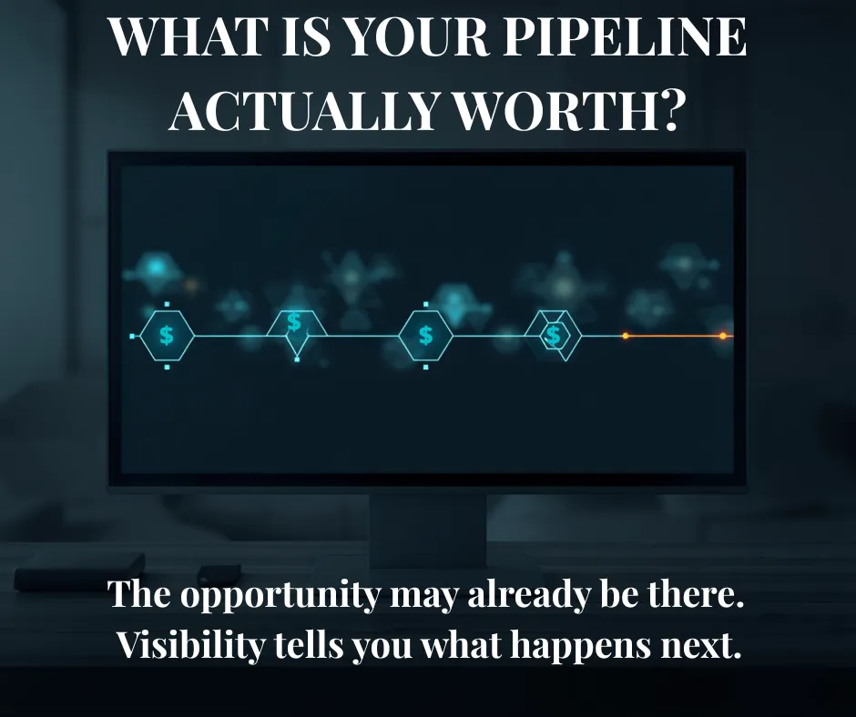 Sales pipeline containing visible and partially hidden opportunities representing potential revenue already inside a service business pipeline.