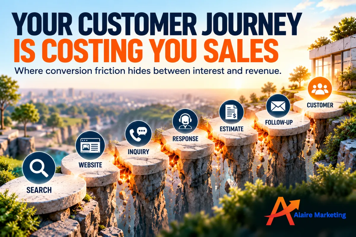 Customer journey showing the stages from interest and consideration through evaluation, purchase, and loyalty.