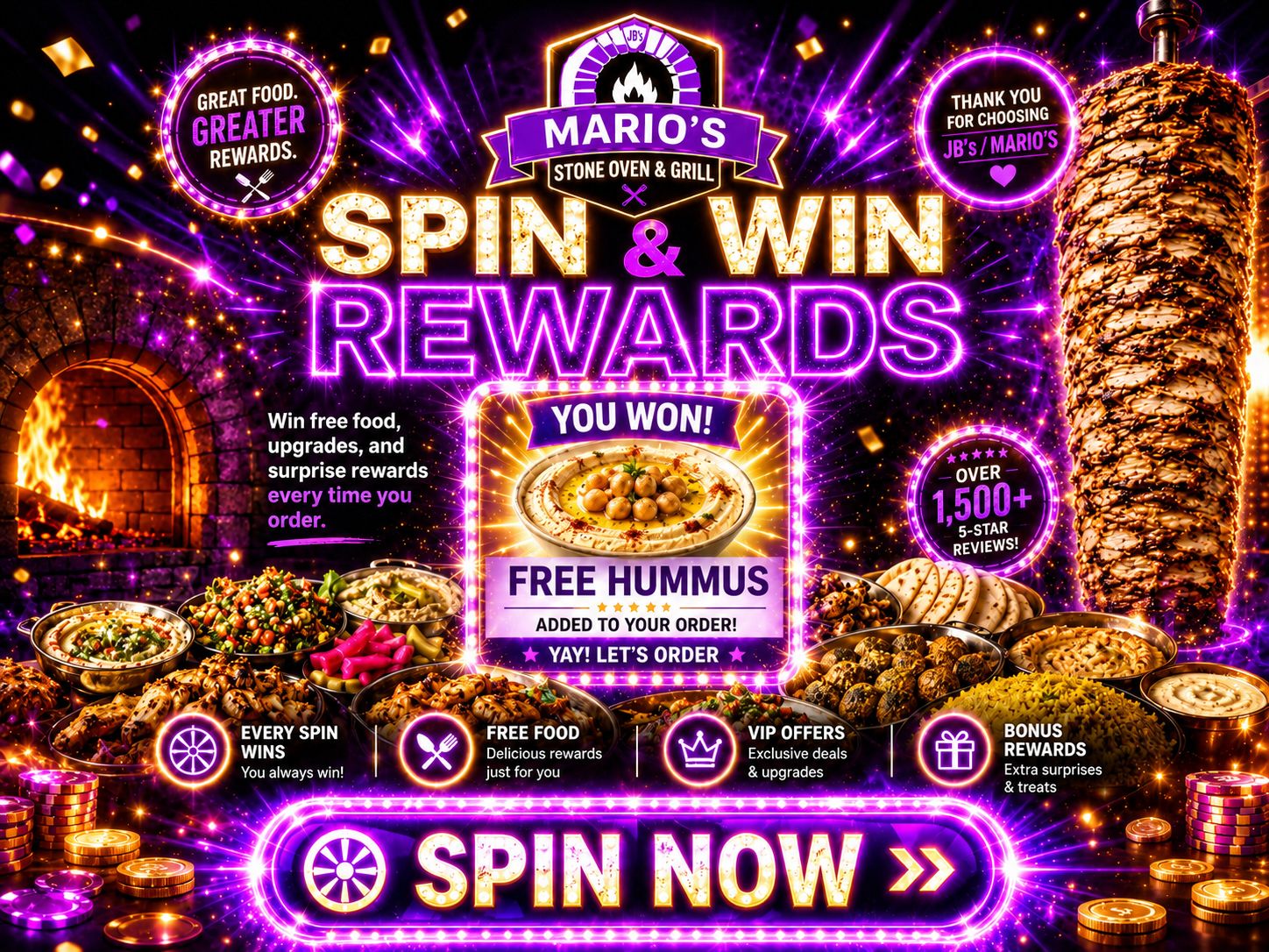 Spin and win rewards at Mario’s Stone Oven & Grill near Western University