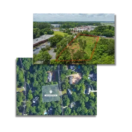 Aerial view of premium residential land and luxury home site in Metro Atlanta