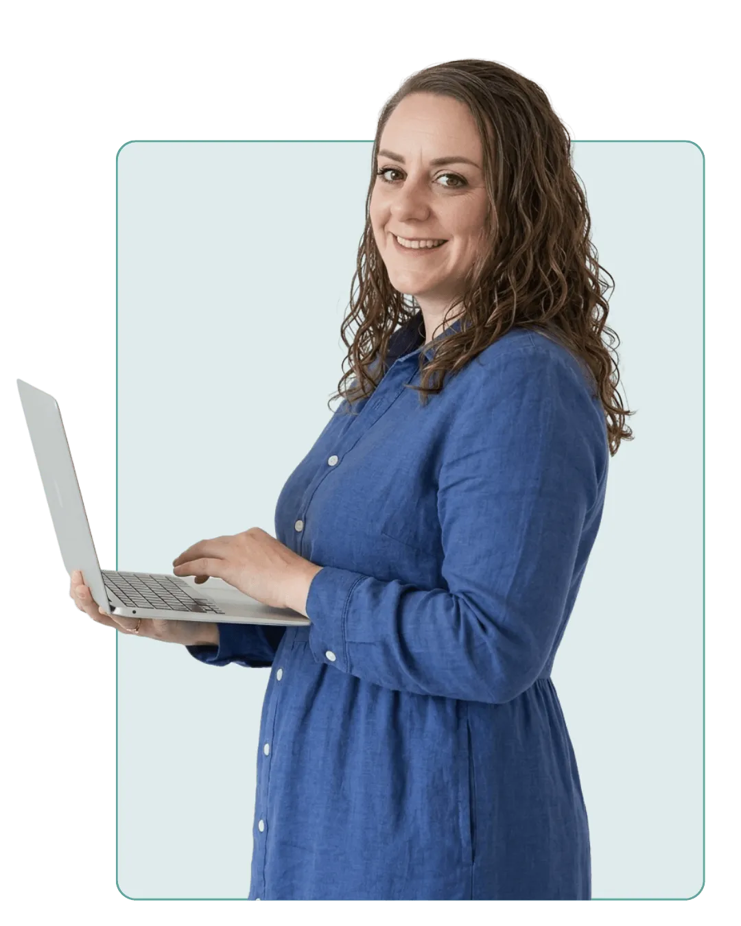 Brenda of Informed Tech Solutions working on a laptop — helping small businesses design structured business systems and automation
