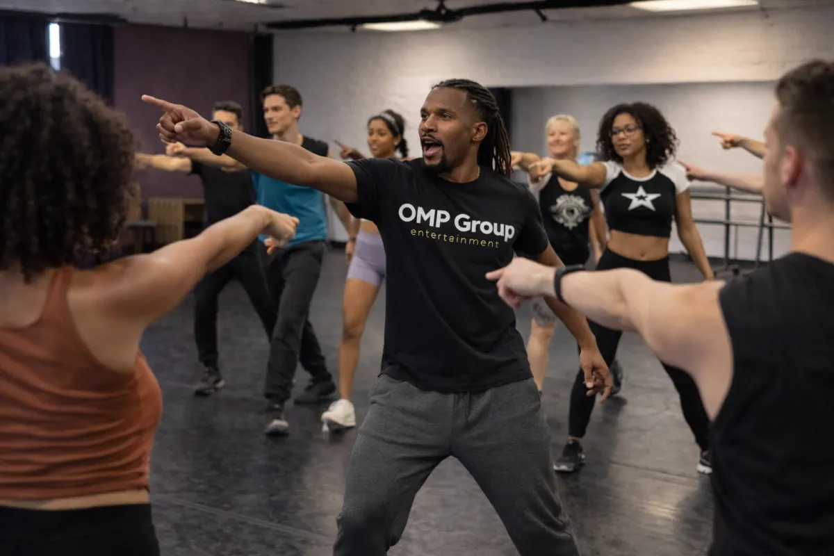 Group of dancers in performance intensive