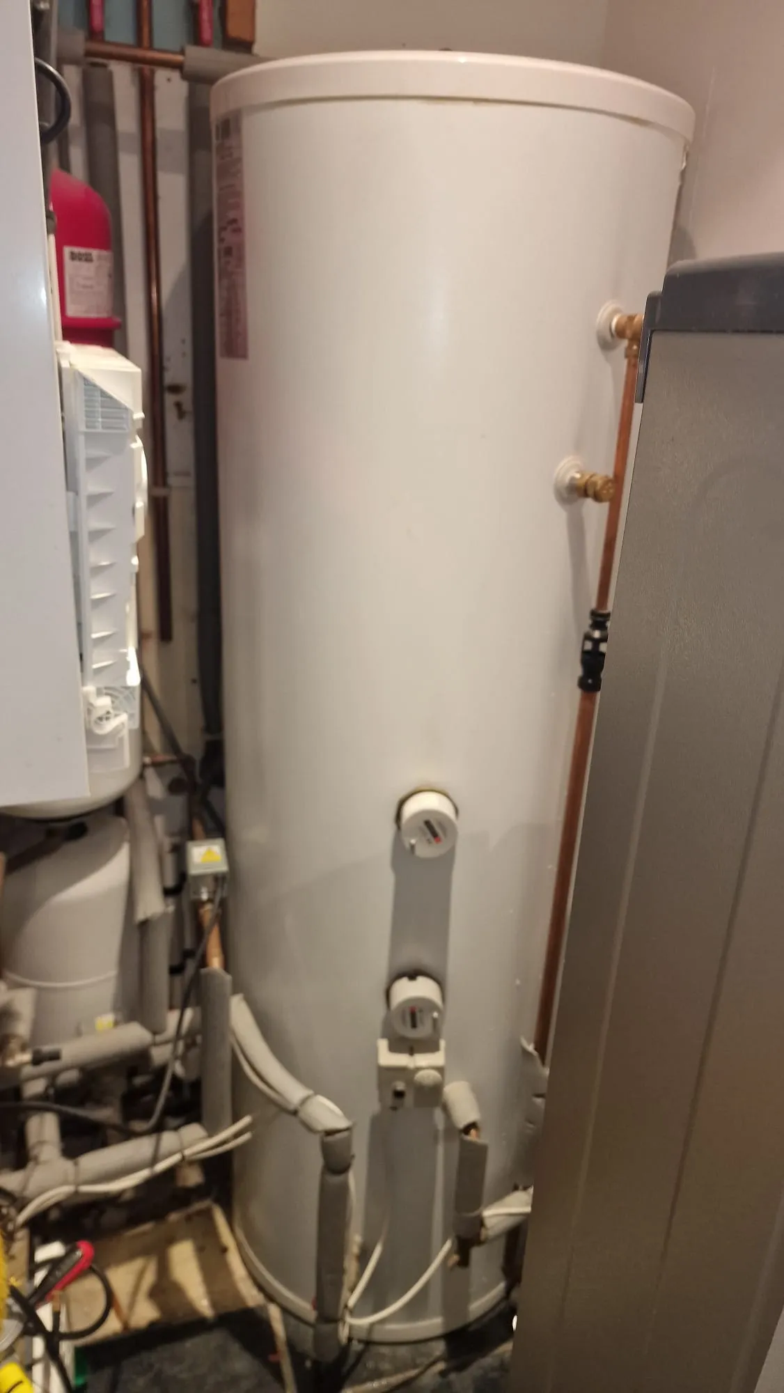 Mains pressure unvented hot water cylinder and expansion vessel installation in Plymouth