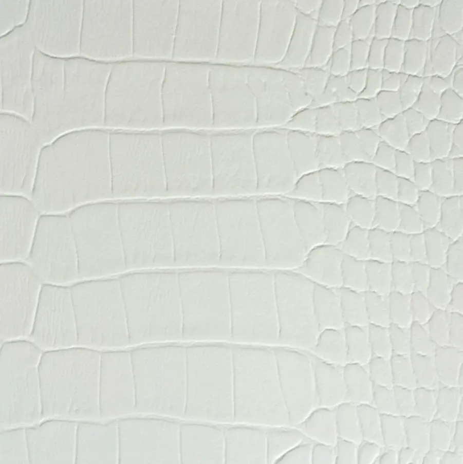 Bright white crocodile pattern luxury leather countertop for custom built ins in Hollywood