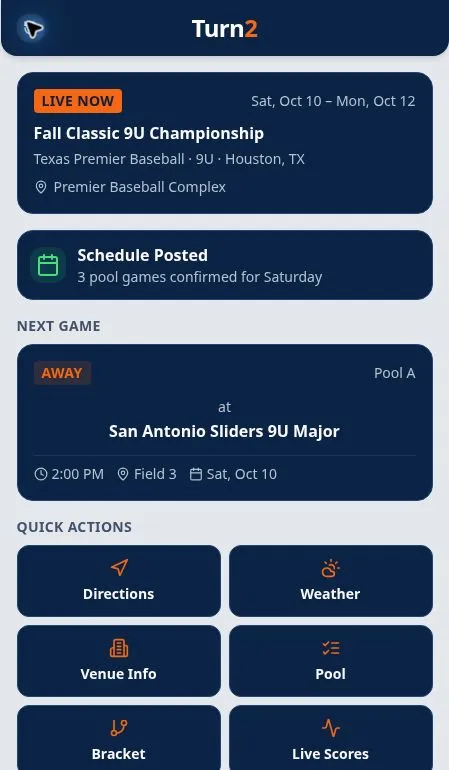 Actual Turn2 Family Dashboard prototype screenshot
