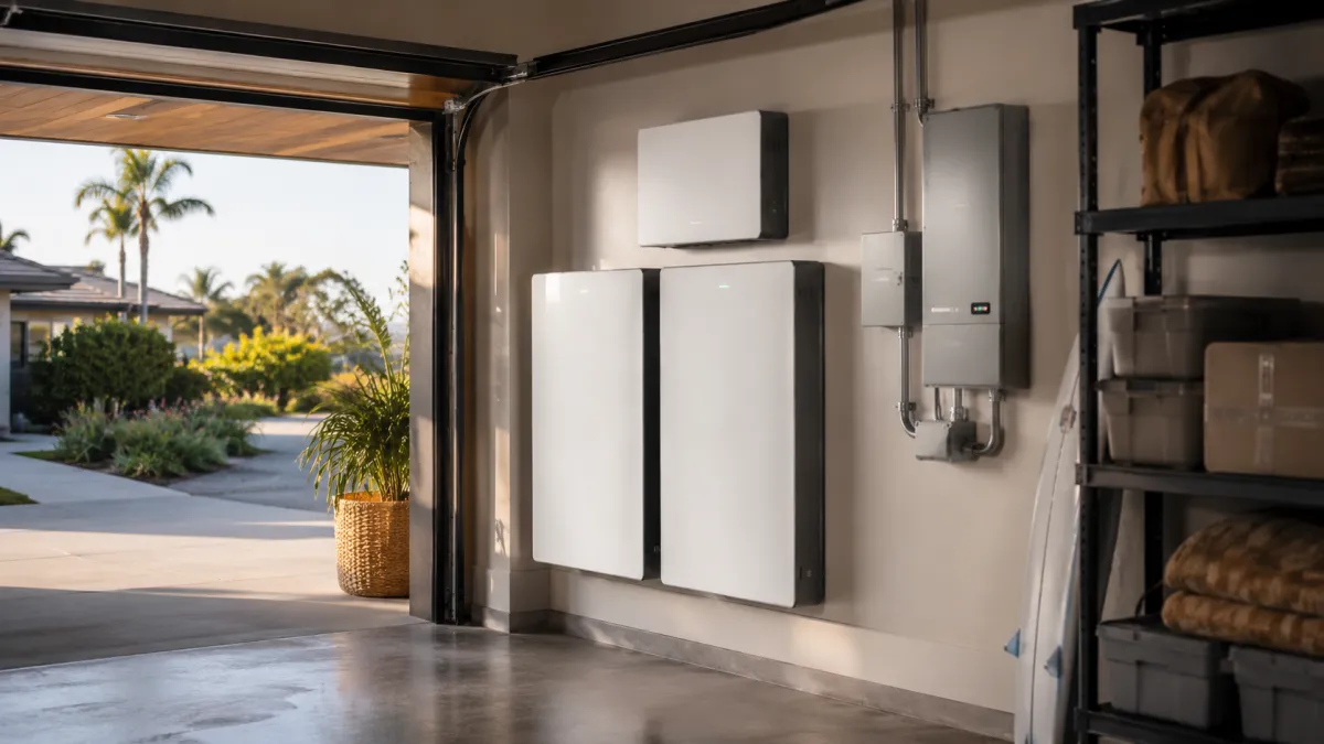 Residential battery backup energy storage system installed in Southern California