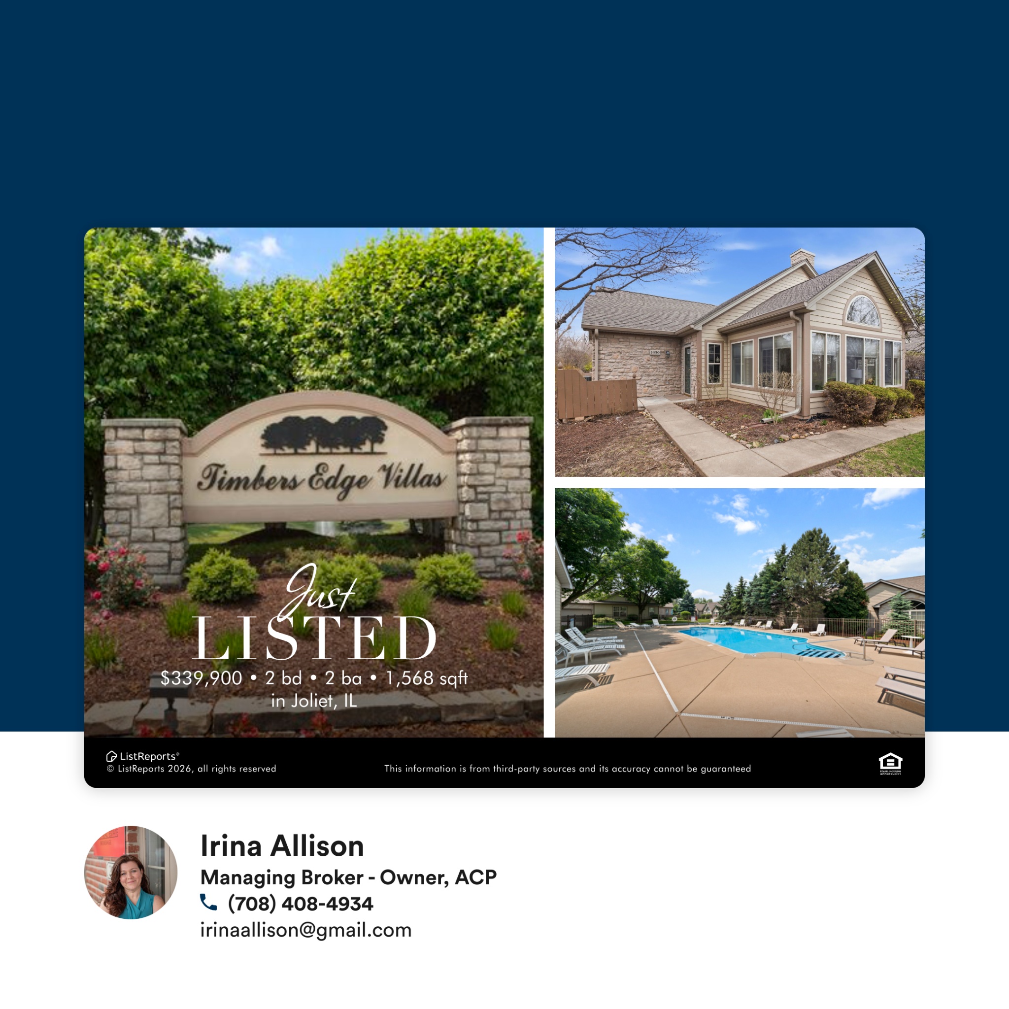Just Listed in Joliet - Timbers Edge Villas Ranch Home for Sale by Irina Allison APEX Real Estate Brokerage