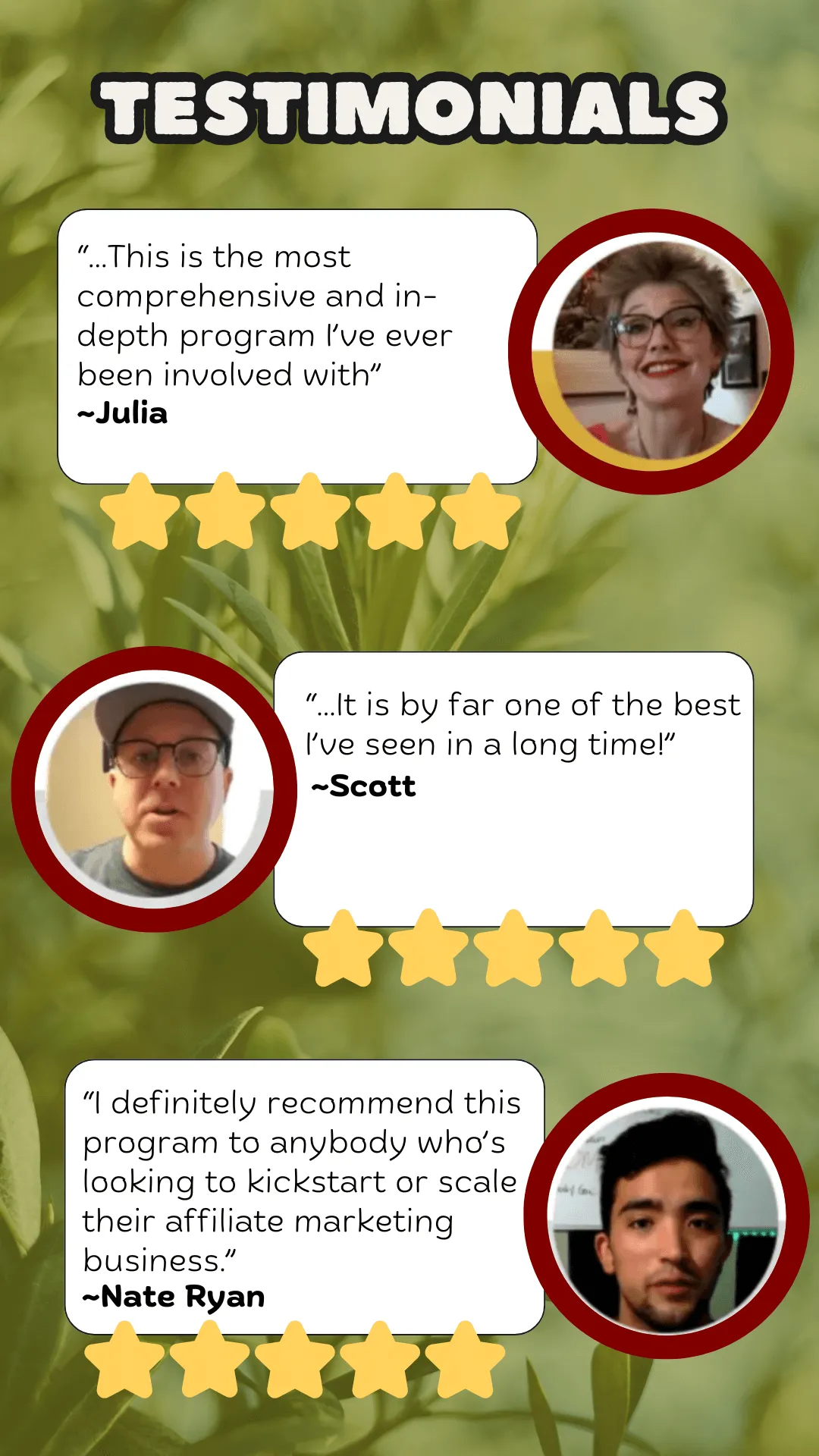 Image Testimonials from Students