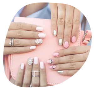 group of women showing off their new nails 