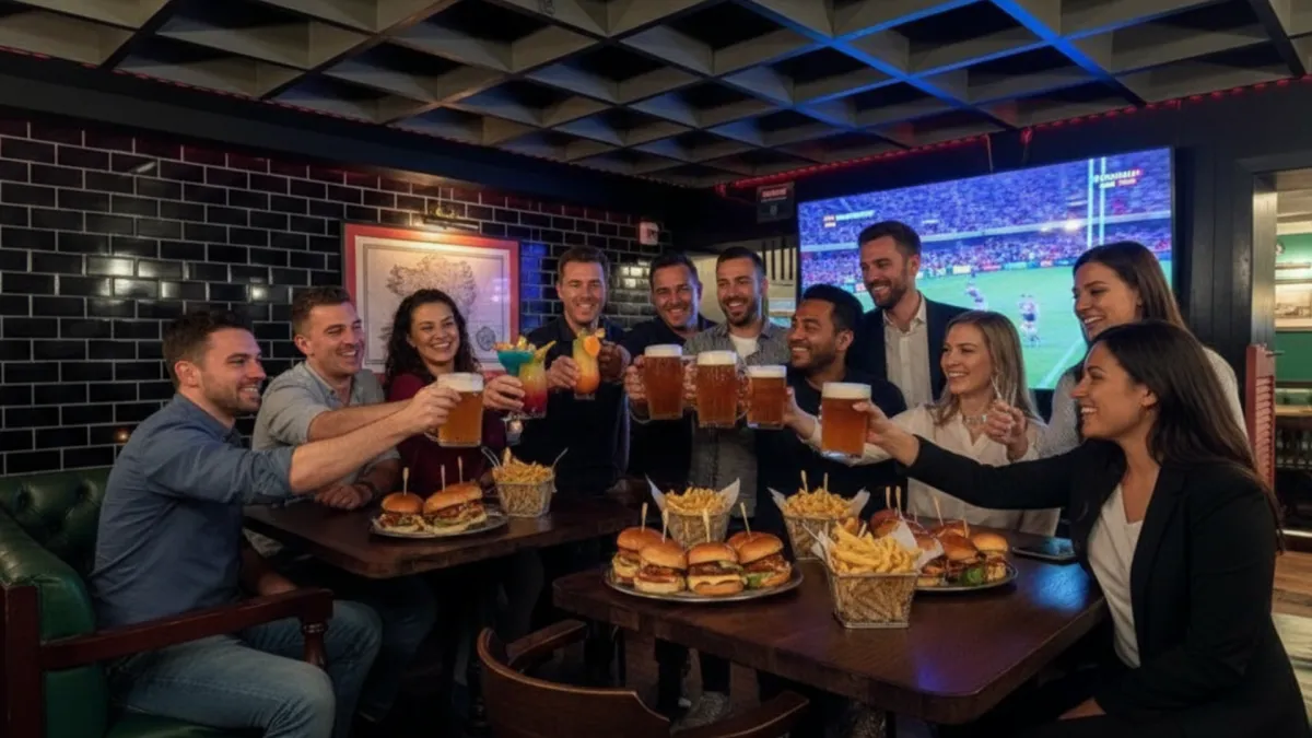 Game day pub food rugby fans Times Square NYC