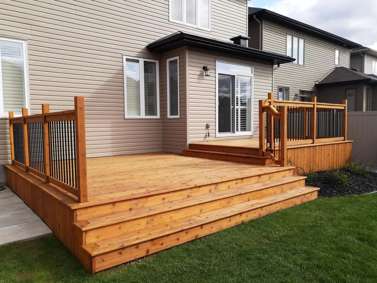 Picture of a brown deck built by J M Heating & Cooling for a home in Grayslake, IL