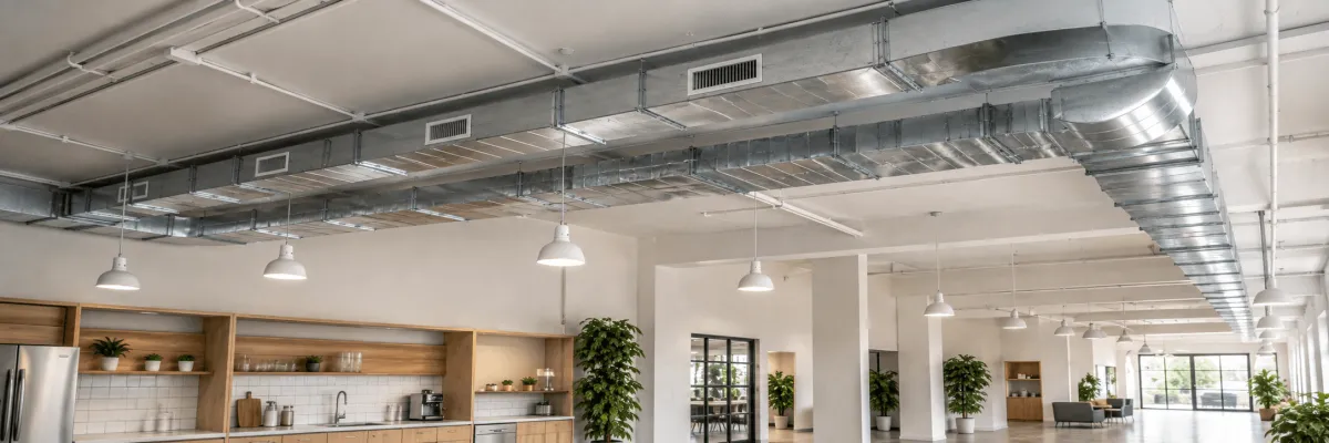Close up of a commercial building with the AC system.
