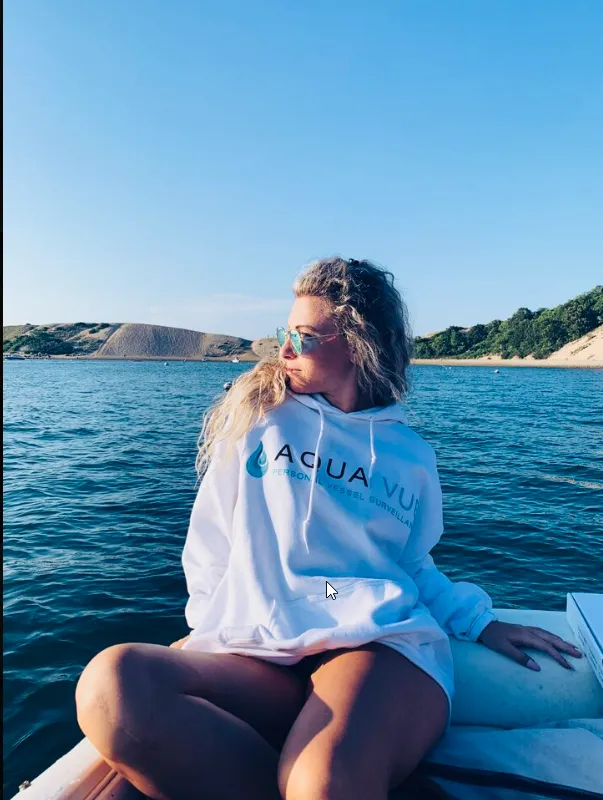 Girl in AquaVue hoodie