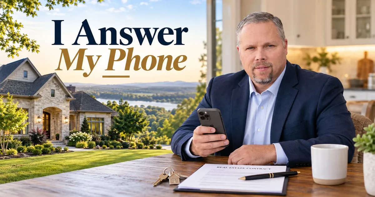 Little Rock REALTOR Richard Hawkins answering a client’s call while reviewing a home contract