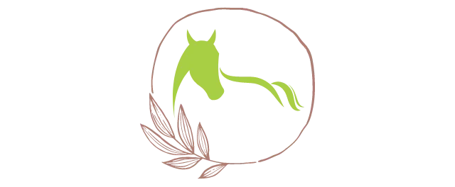 Nature's Pathway Logo--horse silhouette inside of a circular leaf frame; foster care youth nonprofit