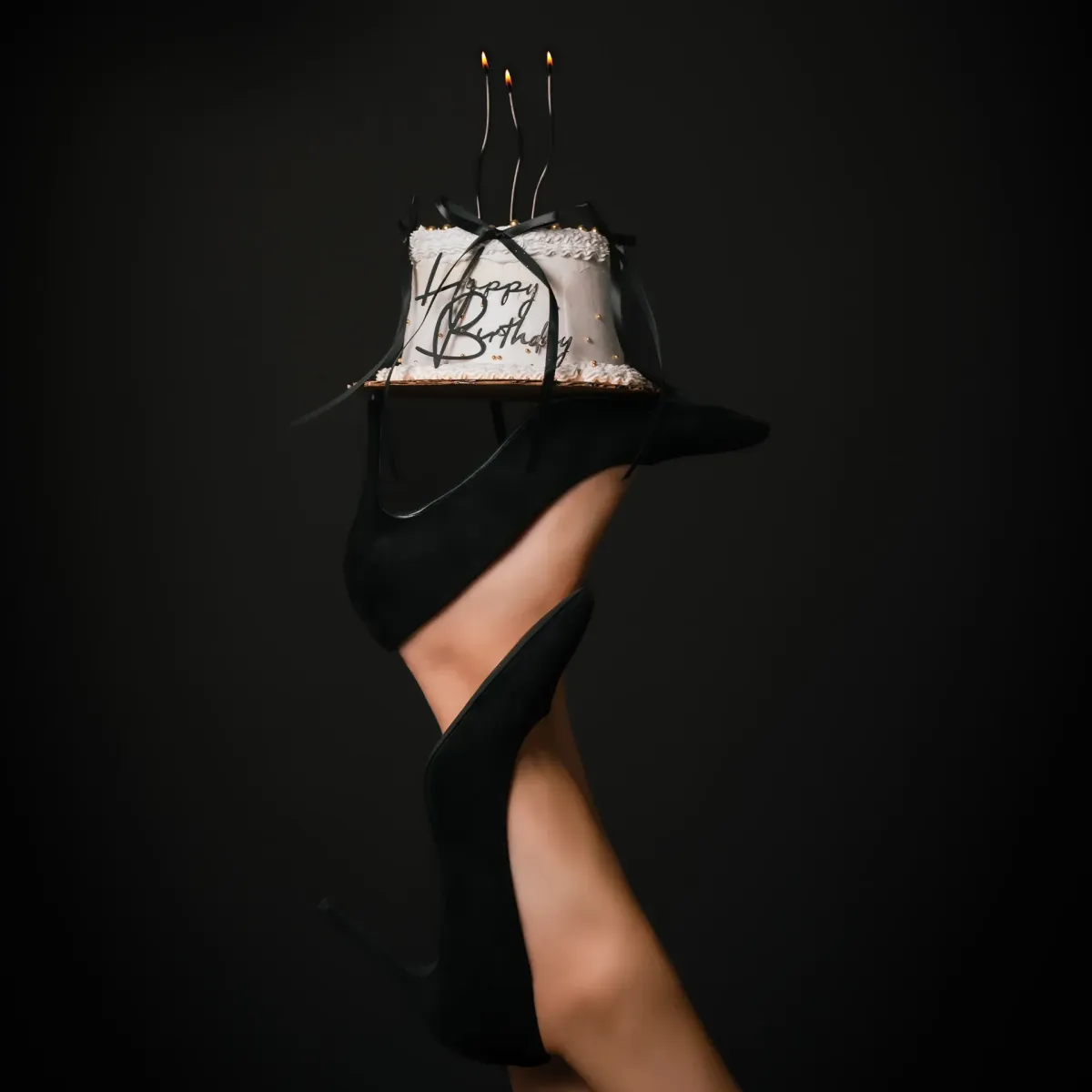 Birthday Cake on  heels in a birthday Session in Port St. Lucie