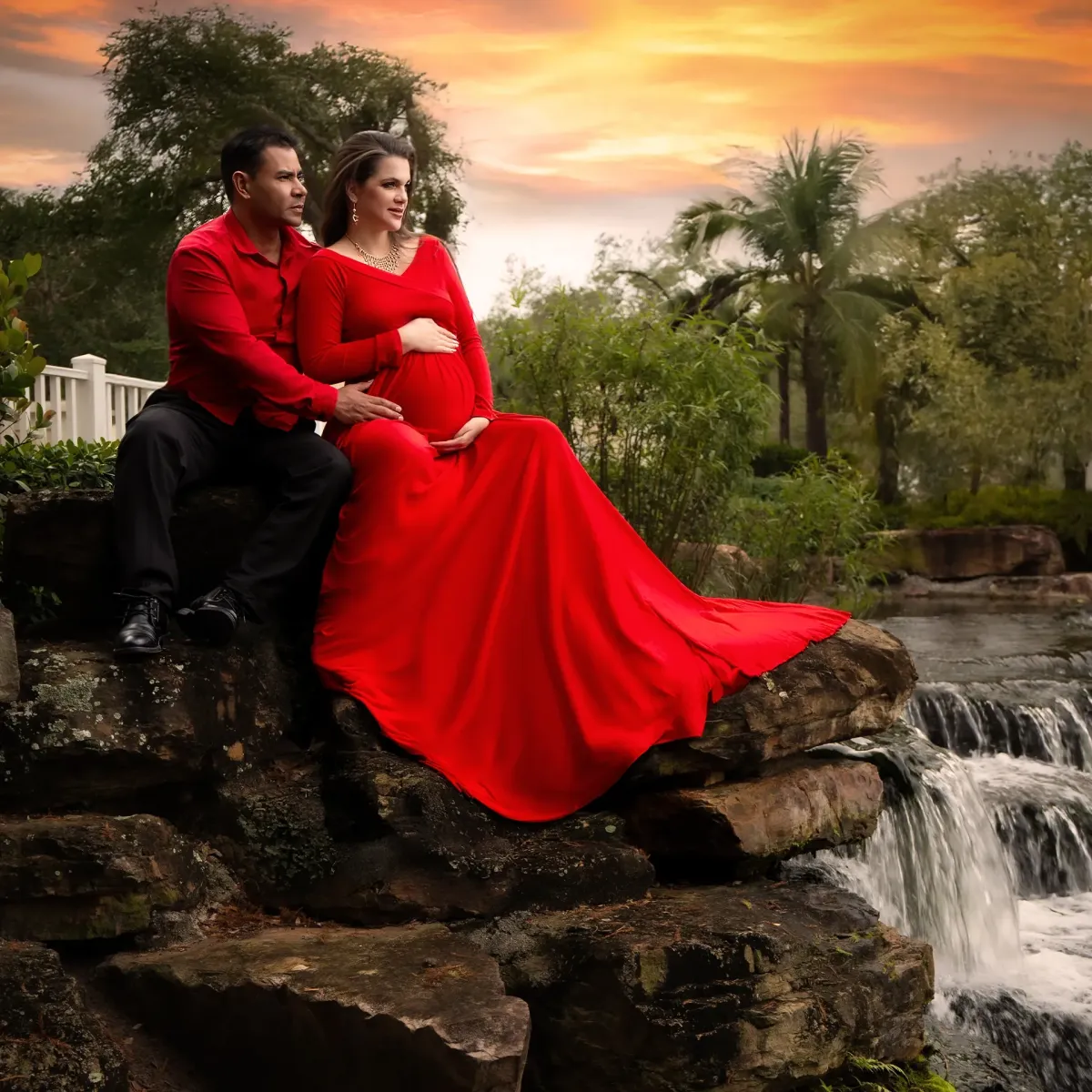 Golden hour maternity outdoor at Verana Falls, Port Saint Lucie