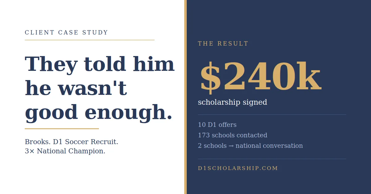 They Told Him He Wasn't Good Enough for D1. He Signed a $240,000 Scholarship.