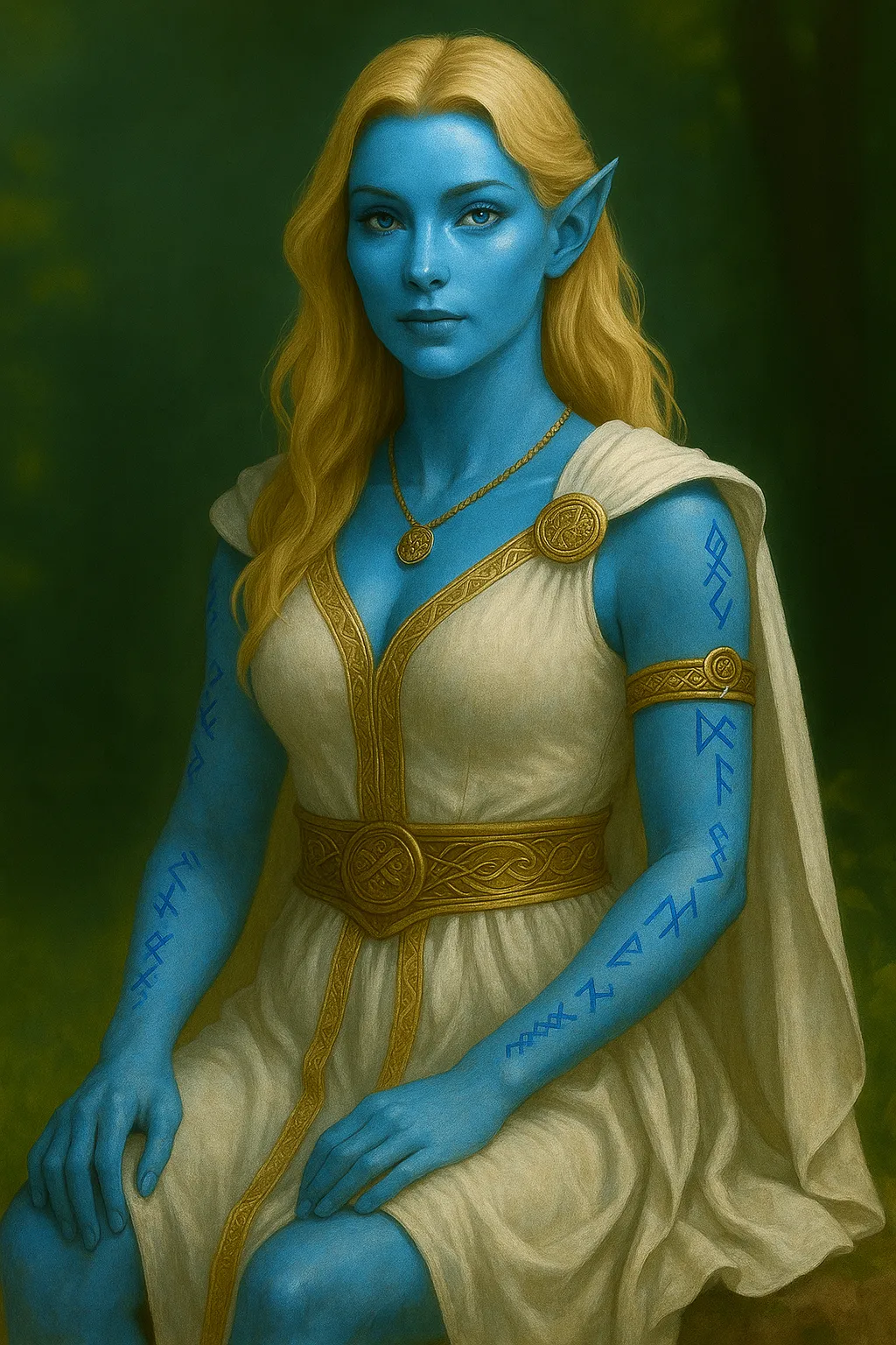 Kili blue-skinned in her alien form.