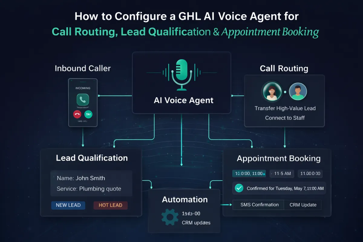 How to Configure a GHL AI Voice Agent for Call Routing, Lead Qualification & Appointment Booking