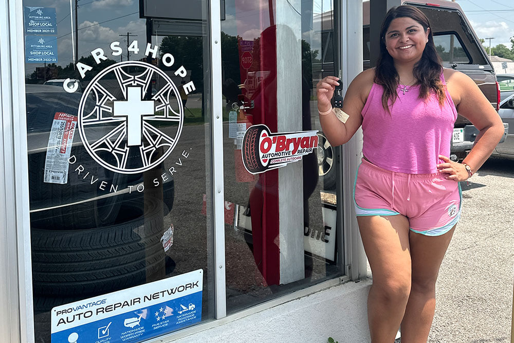 Photo of Emily one of our partners in our shop