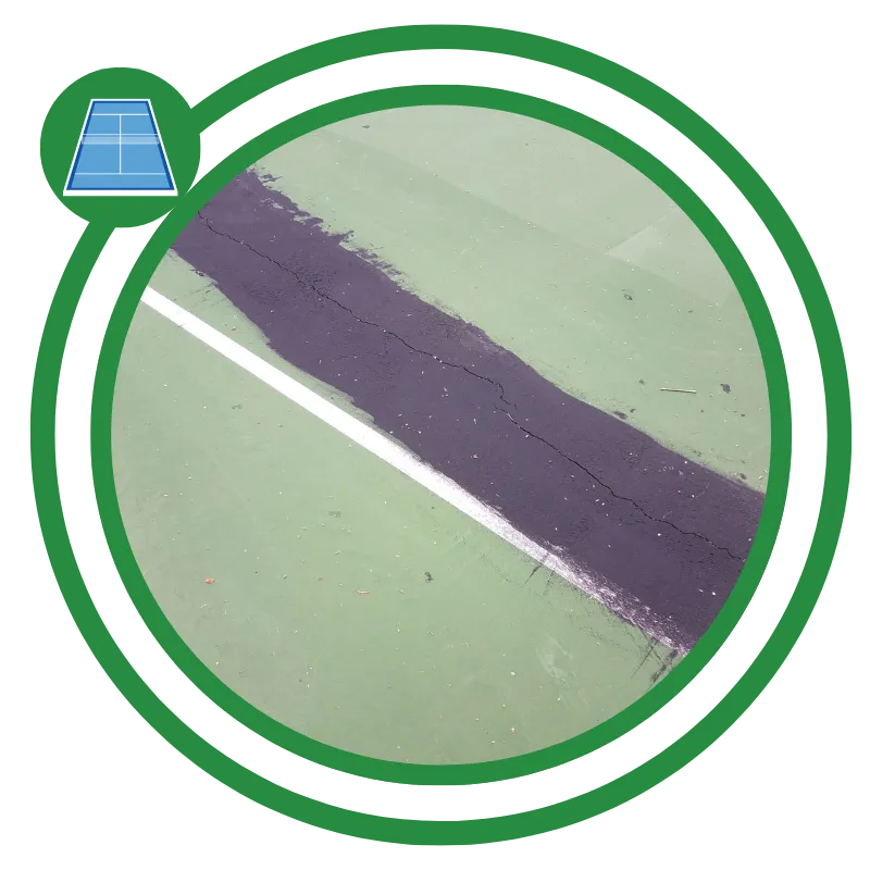 Restored tennis court surface with smoother finish and cleaner appearance