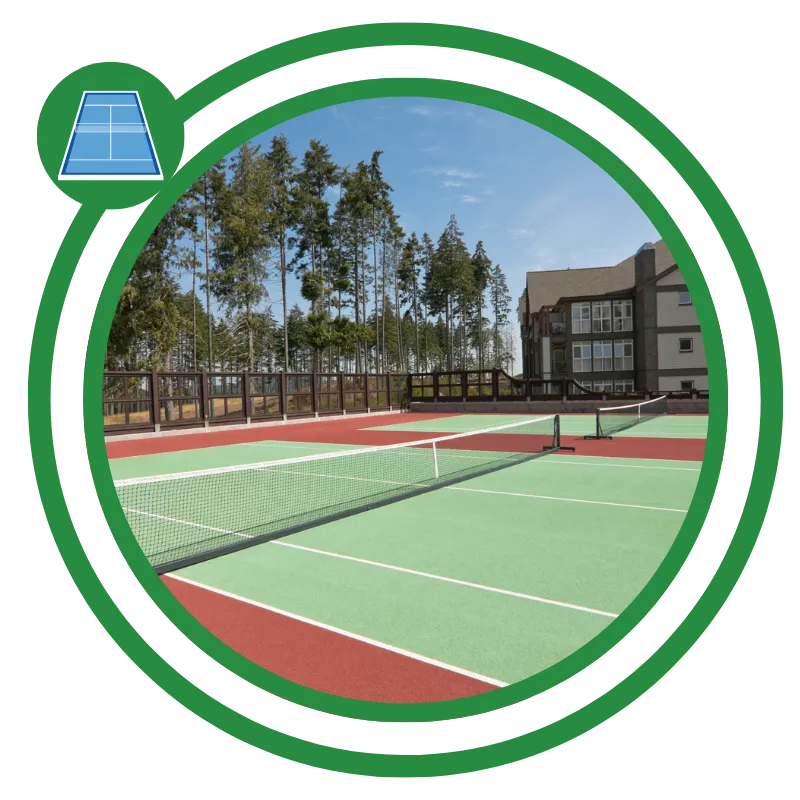 Newly built tennis court construction project in Santa Rosa with clean surface and fencing