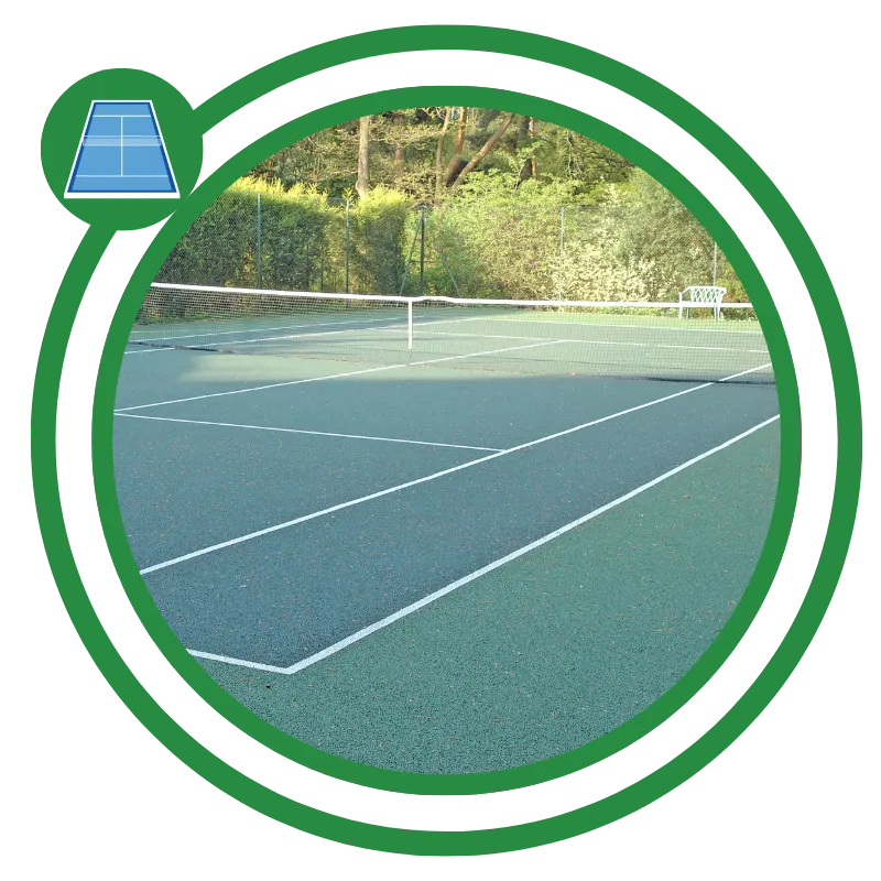 Tennis court installation team working on a smooth and durable playing surface