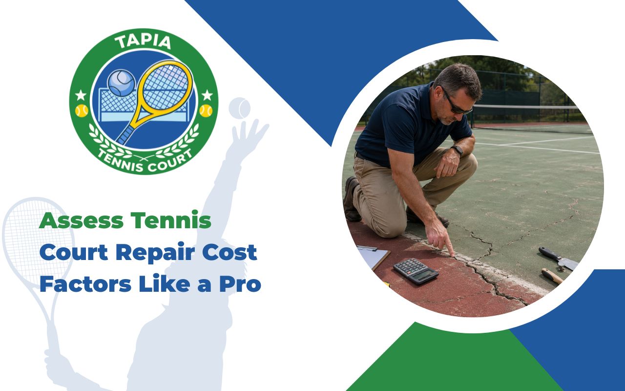 tennis court repair cost factors during a crack inspection