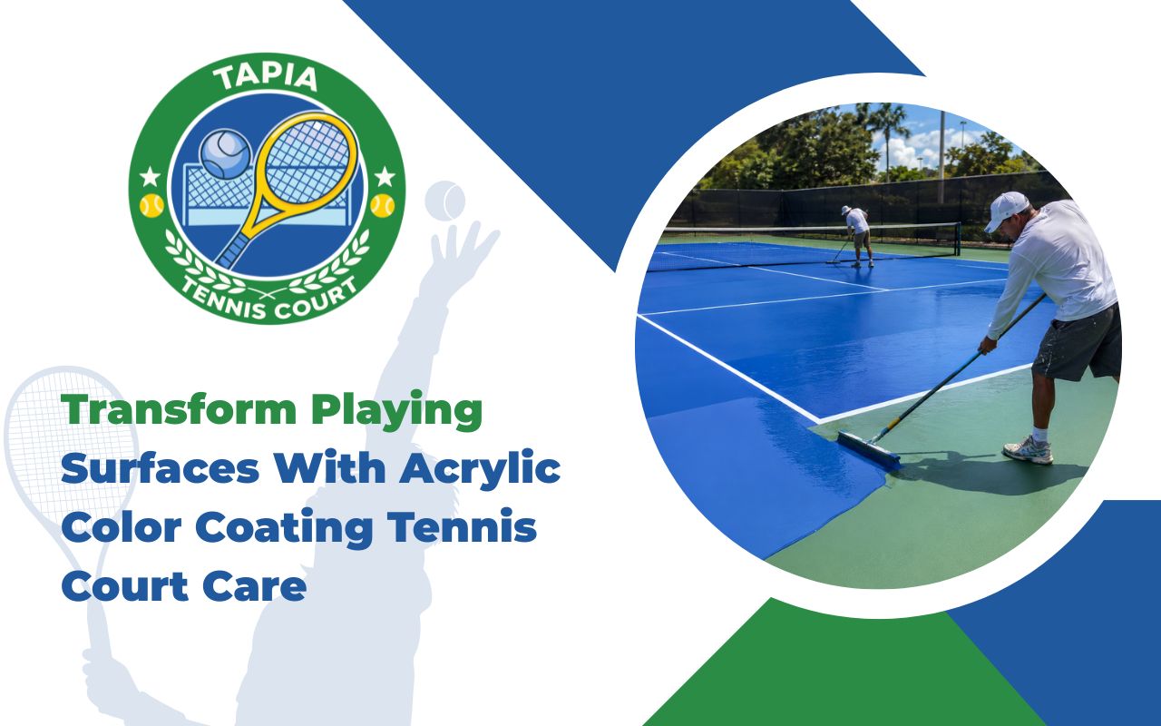 Acrylic color coating tennis court renewal for a brighter playing surface