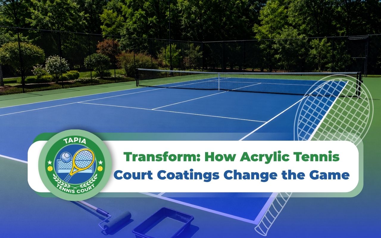 Fresh acrylic tennis court coatings on a clean playing surface