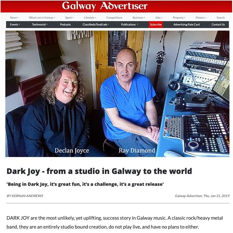 DarkJoy featured in the Galway Advertiser  