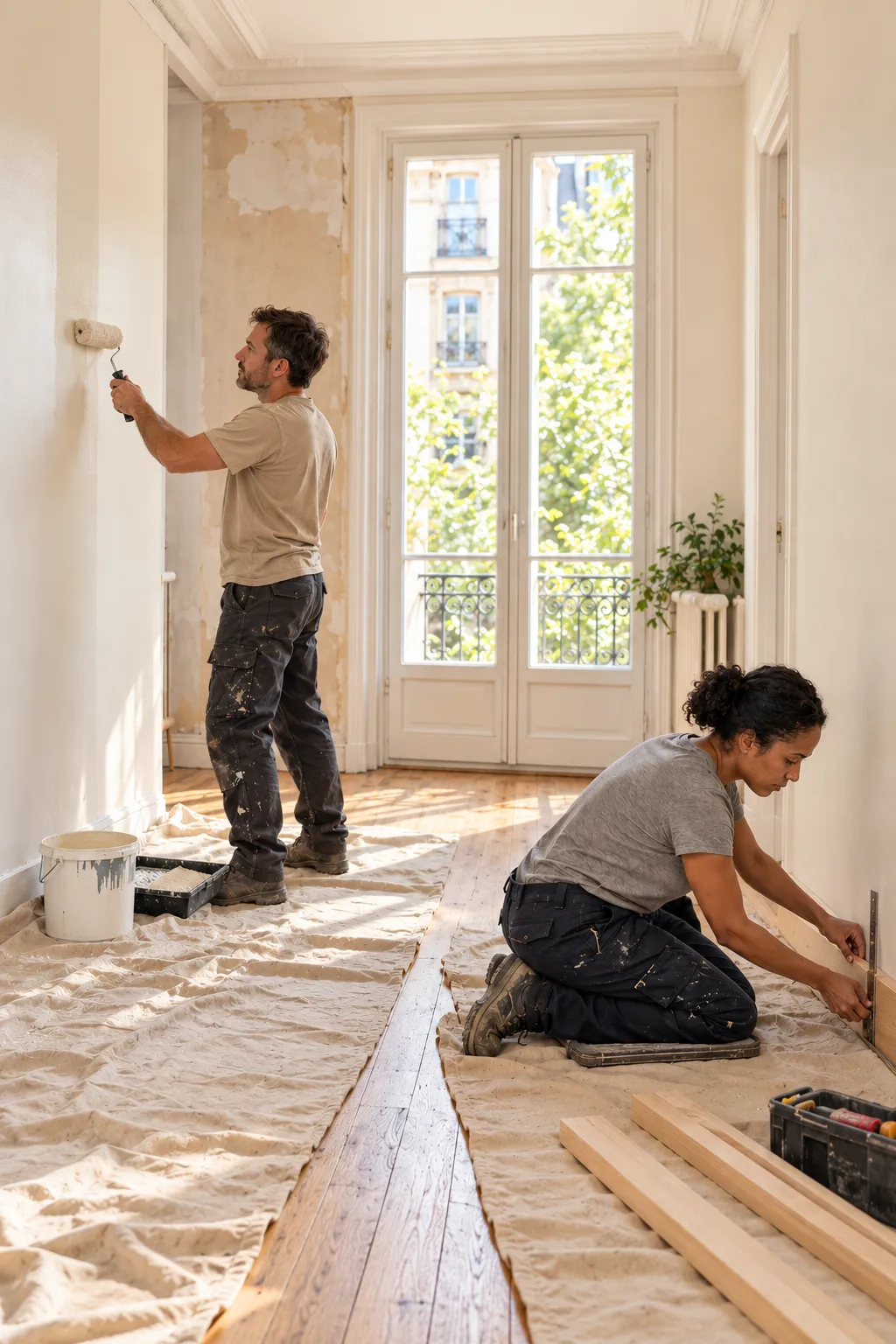 Travaux de rénovation d'un intérieur réalisés par un artisan partenaire