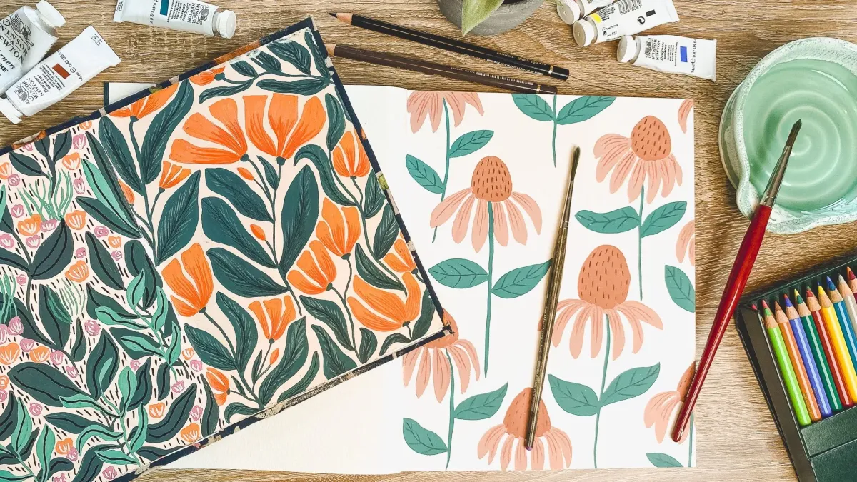 Floral Patterns in Gouache:Sketchbook Practice & Illustration