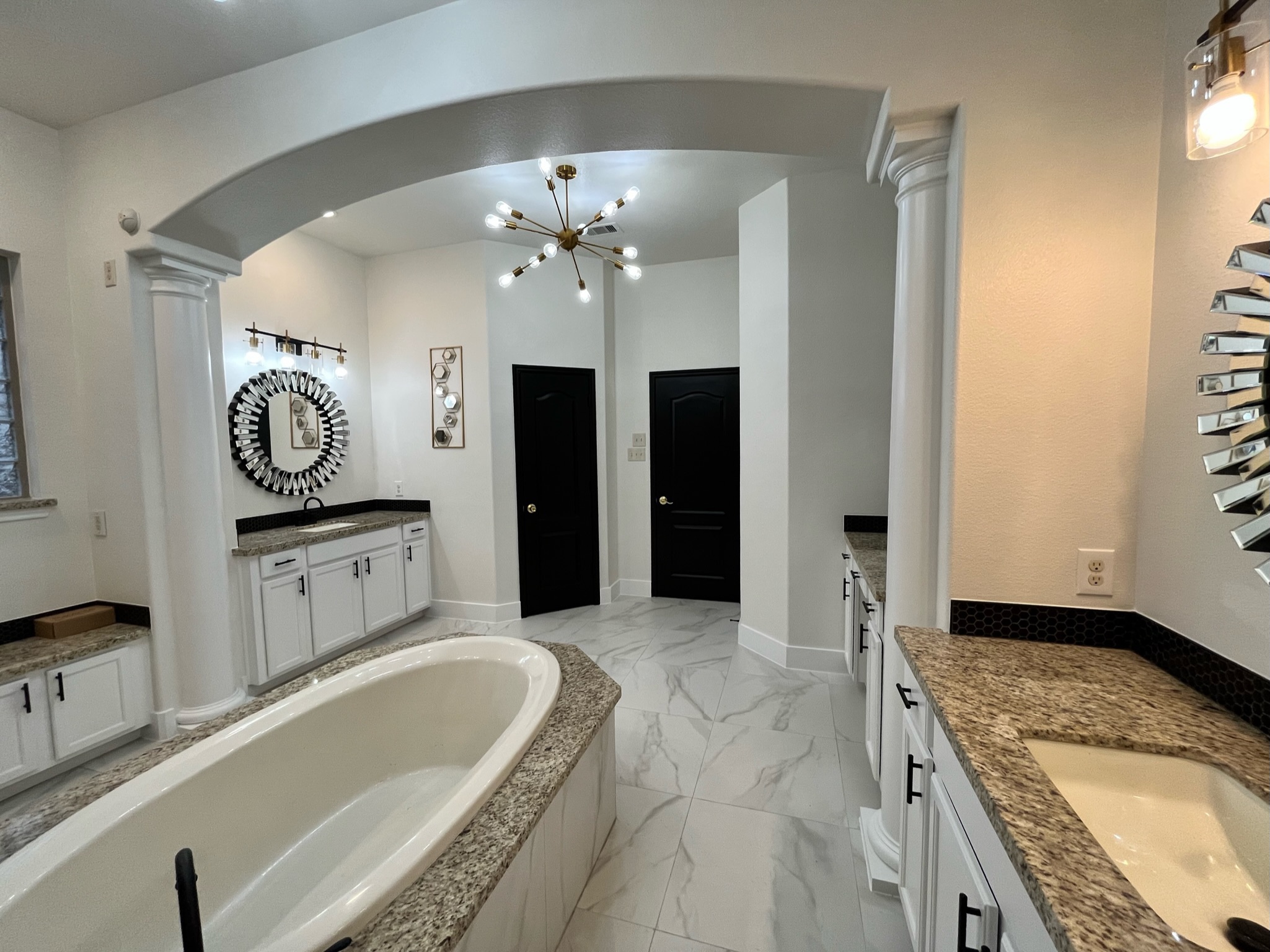 Double vanity bathroom remodel example in Spring