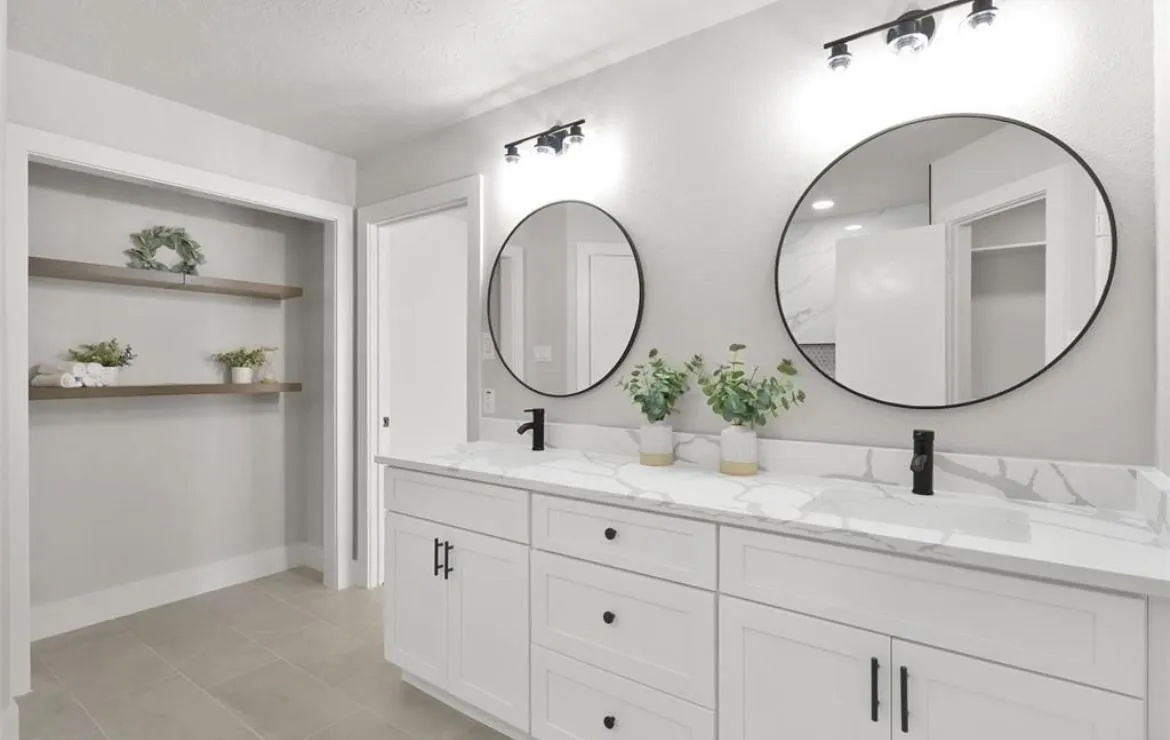 Double sink bathroom vanity remodel in Spring