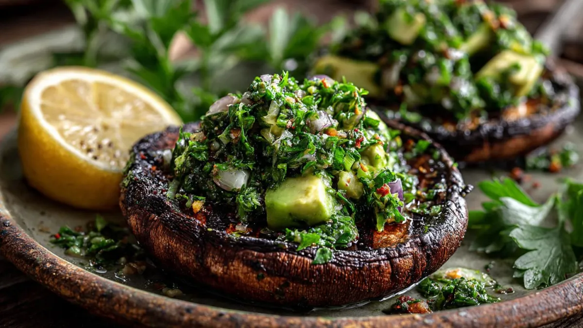 Portobello Mushroom with Avocado Chimichurri for Cellular Healing and Detox
